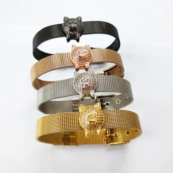 

5 Pcs New Fashion Pig Connector Spacer Beads Jewelry stainless steel watch belt bangle,CZ Micro Pave Charm Bracelet BG236