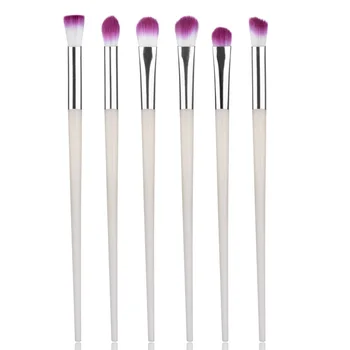 

6 PCS Makeup Brushes Sets Small Portable Plastic Eyeshadow Brush Kits White Jade Eyeliner Brushes Eye Face Blusher Makeup Tools