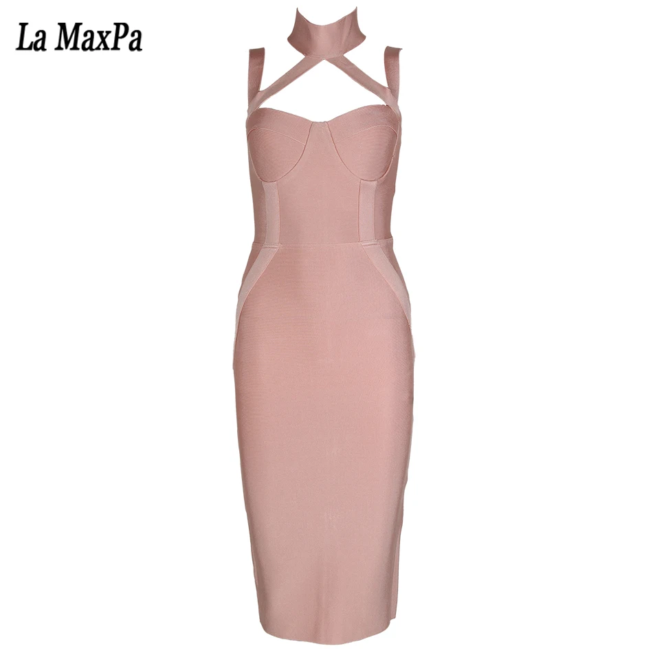 

2017 new women off Camisole Ankle length dress bodycon sexy party bandage Dress off the shoulder halter Backless Dresses Vestido