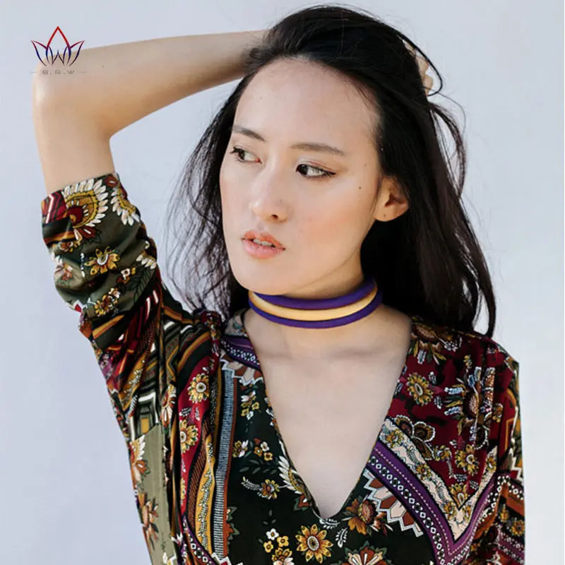 

2019 Latest Design Double Layers Botton Choker Necklace African Cotton Fabric Handmade Jewellery Collares for Women BRW WYA032