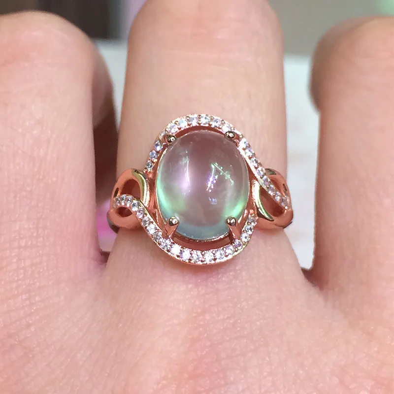 

KJJEAXCMY Fine jewelry 925 Silver Natural Gemstone natural grape stone in the ring of rose gold activity ring L15