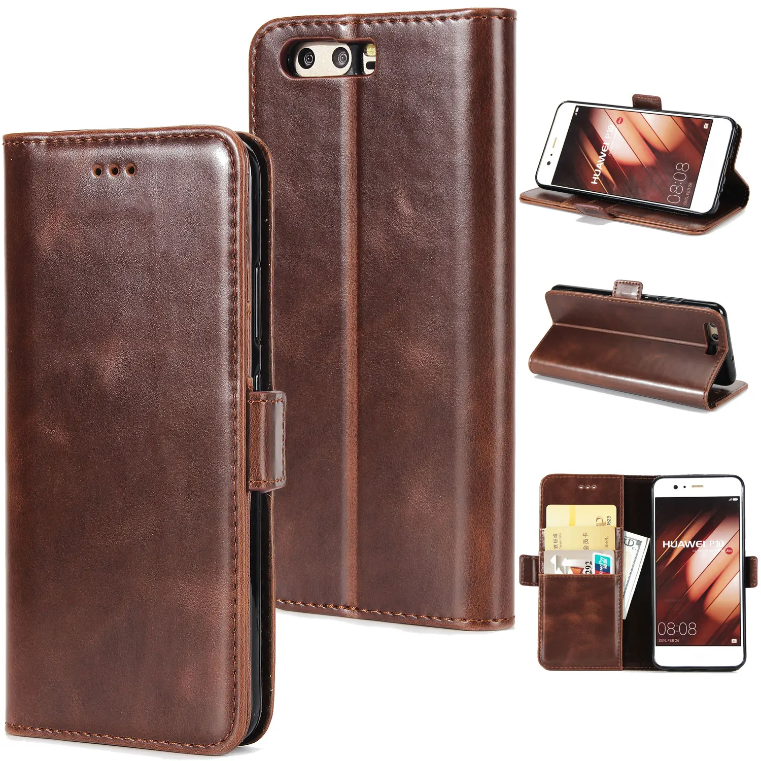 

Hxairt Case Leather Dirt Resistant PU Cover Phone Bag Cases for Huawei Mate10 Honor 8 9 P8 P9 2017 P10 P20 Lite Plus Y3 Y5 ii