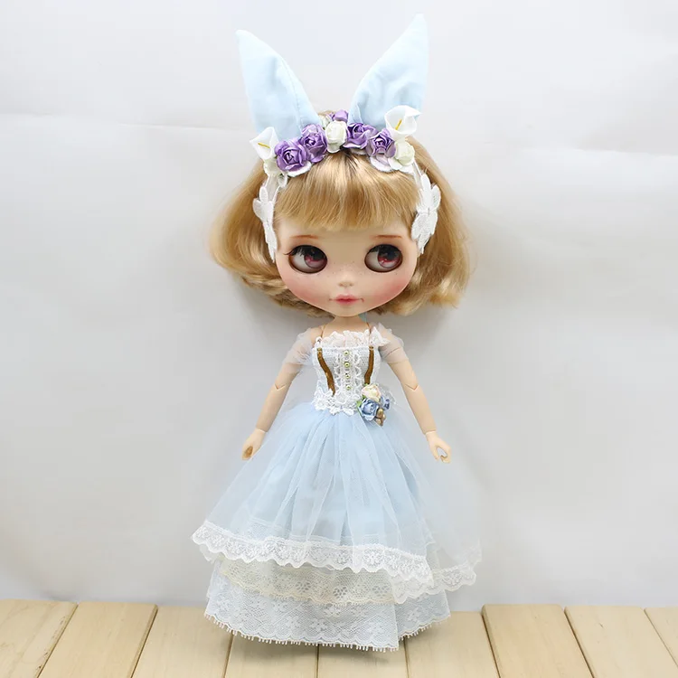 Neo Blythe Doll Wedding Dress with Fancy Headdress 6