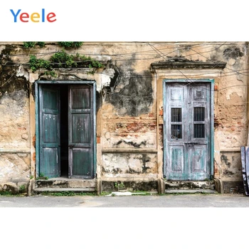 

Yeele Old Brick Wall Wooden Door Vintage Portrait Photography Background Customized Photographic Backdrops For Photo Studio