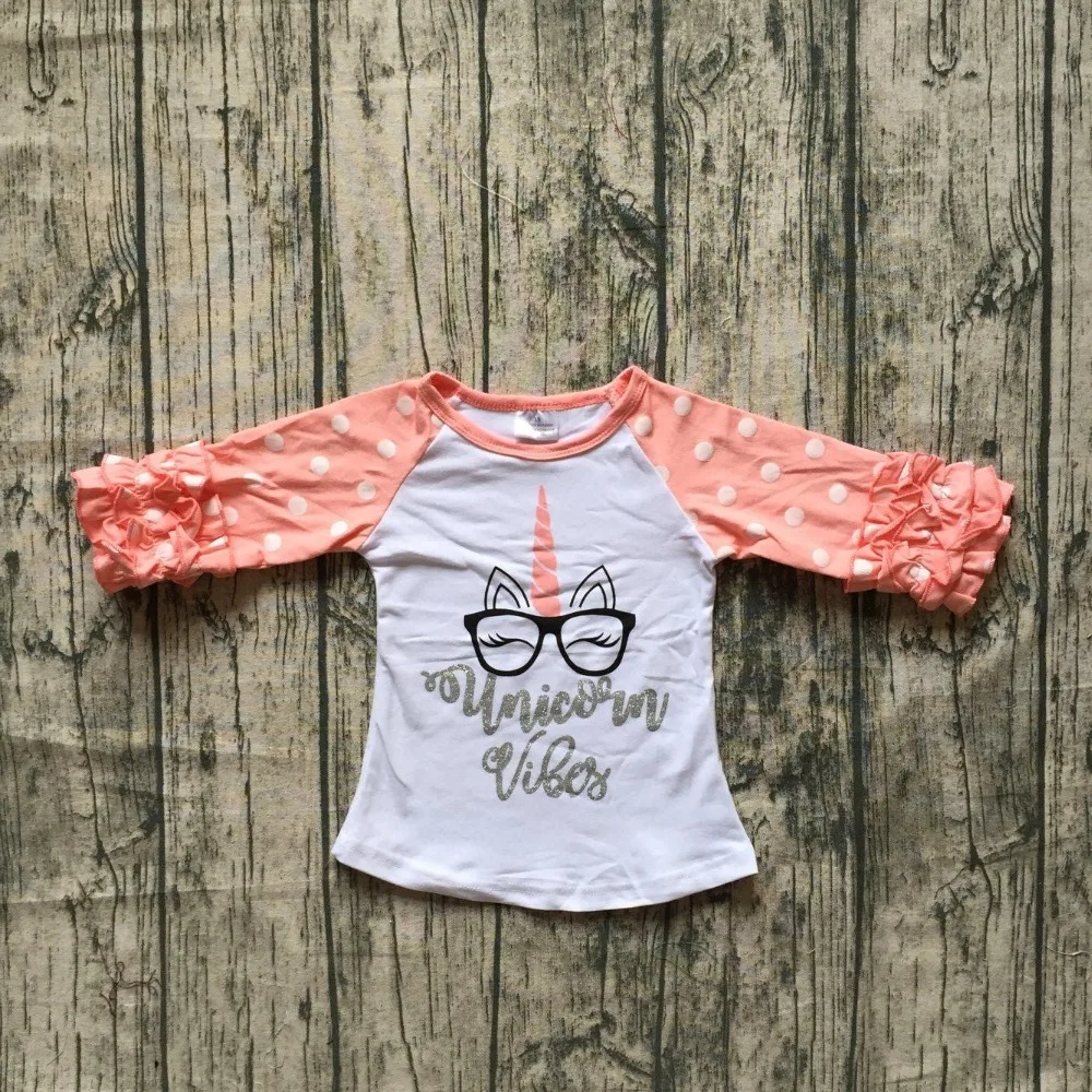 baby girls Fall boutique clothing girls unicorn raglans girl top t