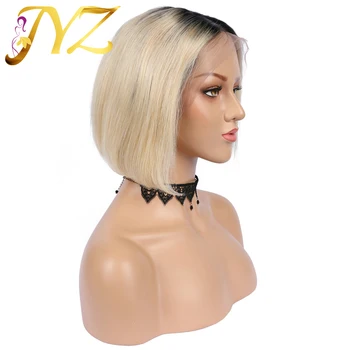

JYZ 13x4 Ombre Human Hair Lace Front Wig Honey Blonde Brazilian Remy Hair Straight 1B/613 Bob Colored Lace Frontal Wigs