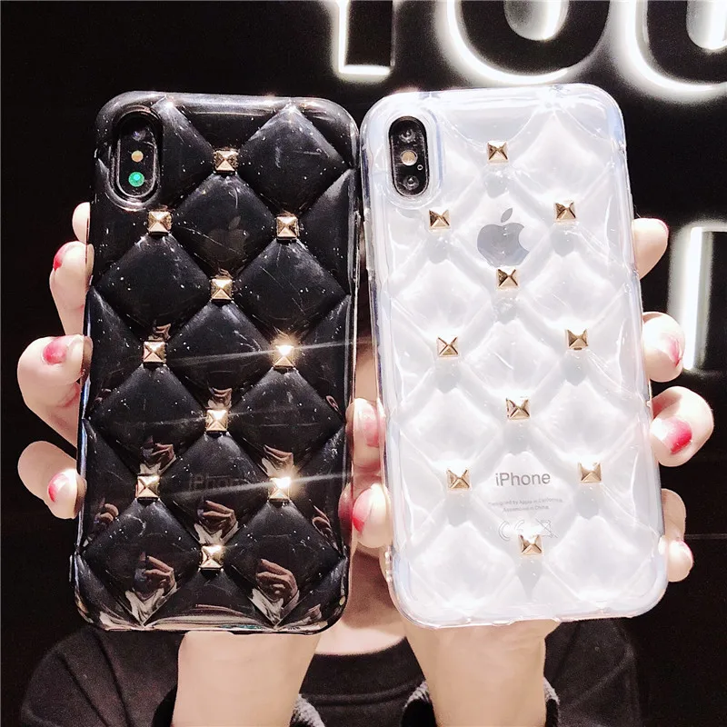

Luxury 3D Diamond Texture Case For iPhone Xs max XR X Soft Phone Cover for iPhone 6s 7 8 Plus Transparent Case Ultra Thin Coque
