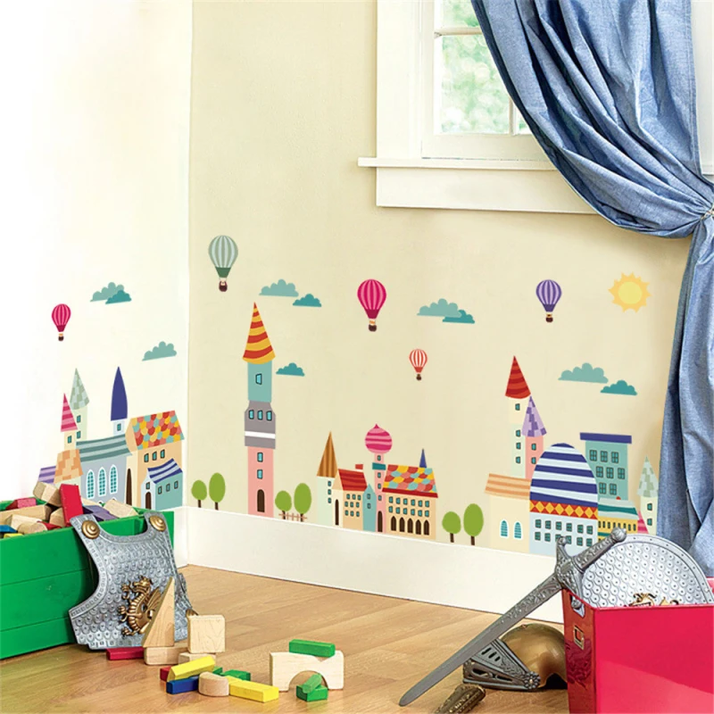 KAKUDER, строительный воздушный шар, наклейка на стену, украшение дома, детская клейкая виниловая обои, Фреска для маленьких девочек и мальчиков, комната 60*90 см
