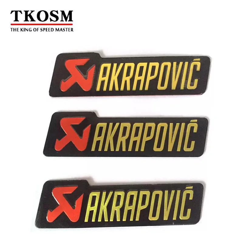 

TKOSM Free Universal 140X40mm Aluminium 3D Label Sticker Akrapovic Exhaust Muffler Stickers Silencer Decals For Motorcycle