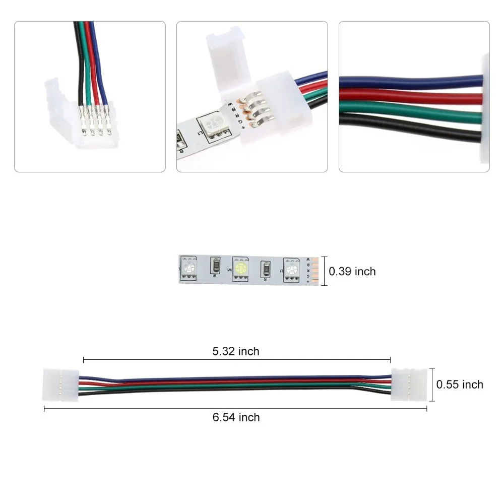 1 шт. 2Pin 4pin 5pin 8 мм/10 мм/12 мм RGBW RGB один Цвет пайки печатной платы проводное
