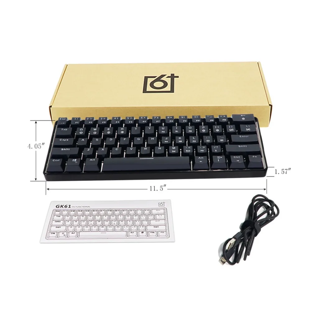 

GK61 61 Key USB Wired LED Backlit Axis Gaming Mechanical Keyboard For Desktop ping J26 19 dropship