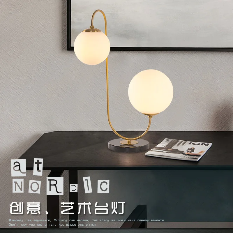

Postmodern glass ball table lamp Nordic simple bedroom bedside personality decorative ball table lamp