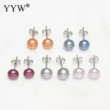 12 Цветов Лидер продаж Мода жемчужные серьги натуральный 7-7,5 мм Белый пресной воды Серьги с жемчугом для свадьбы подарок ювелирных изделий