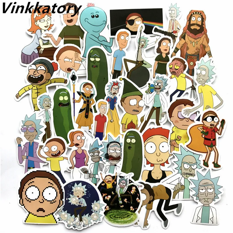 

69Pcs/lot American Drama Rick and Morty Stickers Decal for Snowboard Luggage Car Fridge Car- Styling Laptop Stickers