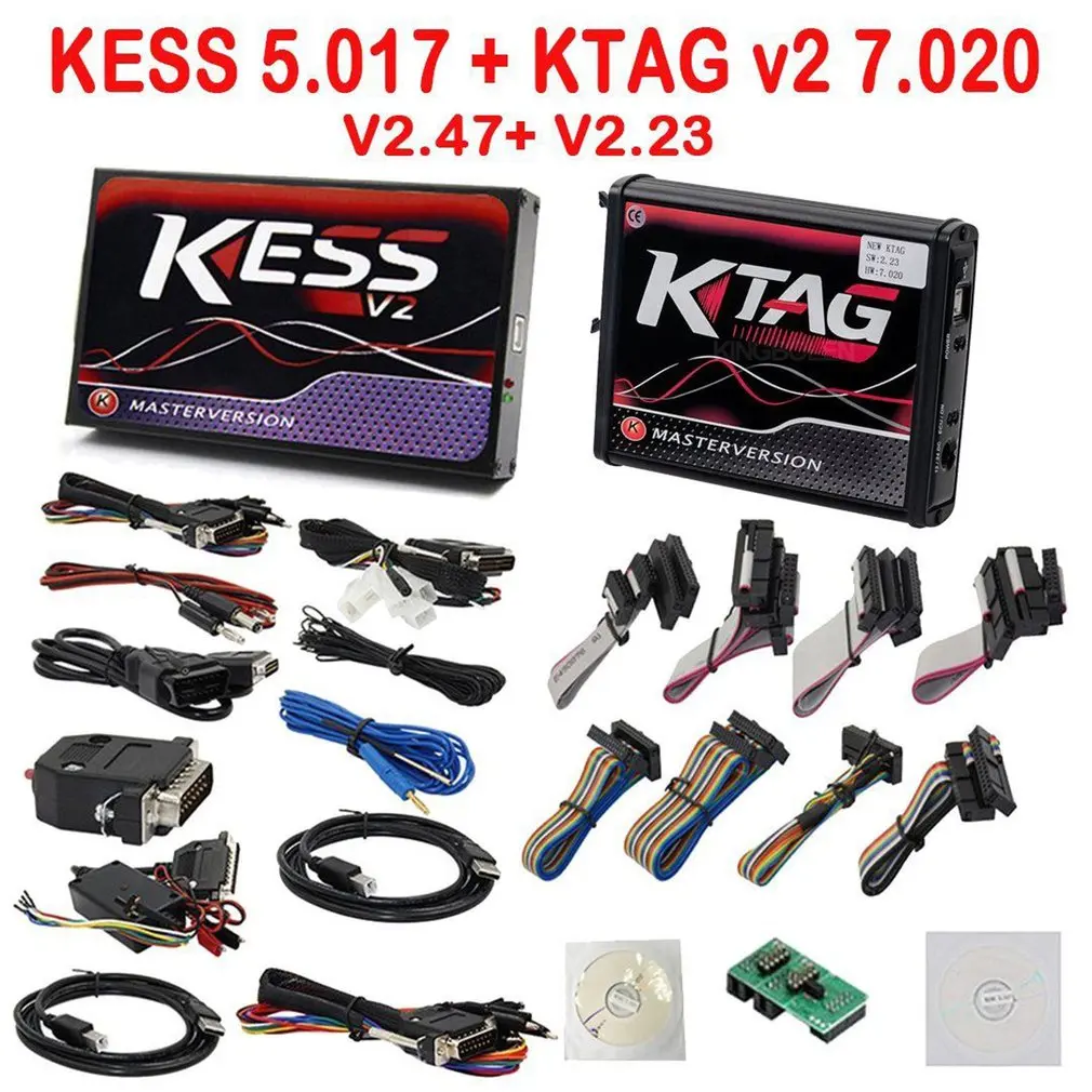 Новый Kess V2 мастер OBD2 менеджер поворота комплект V2.47 2018 V5.017 Kess Ktag V7.020 4 светодиодных ЭБУ чип-тюнинг Программирование инструмент