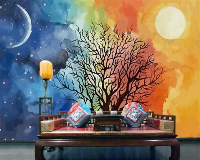 Beibehang Modern Large new wallpaper mural creative Day ...