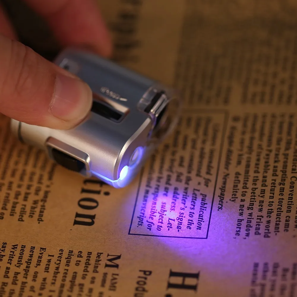 Fghgf мини 60X UV LED свет ювелир карман лупа увеличительное Стекло микроскоп Портативный глаз Лупа объектива jade