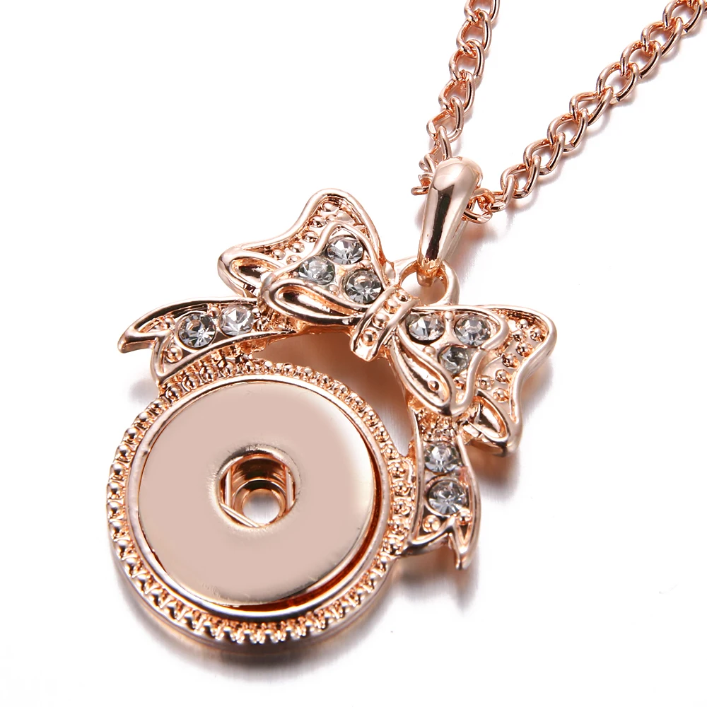 

Interchangeable Gold Ginger snap Fit 18mm Snap Button Crystal Pendant Necklace Jewelry Charm Jewelry For Women Gift NS001