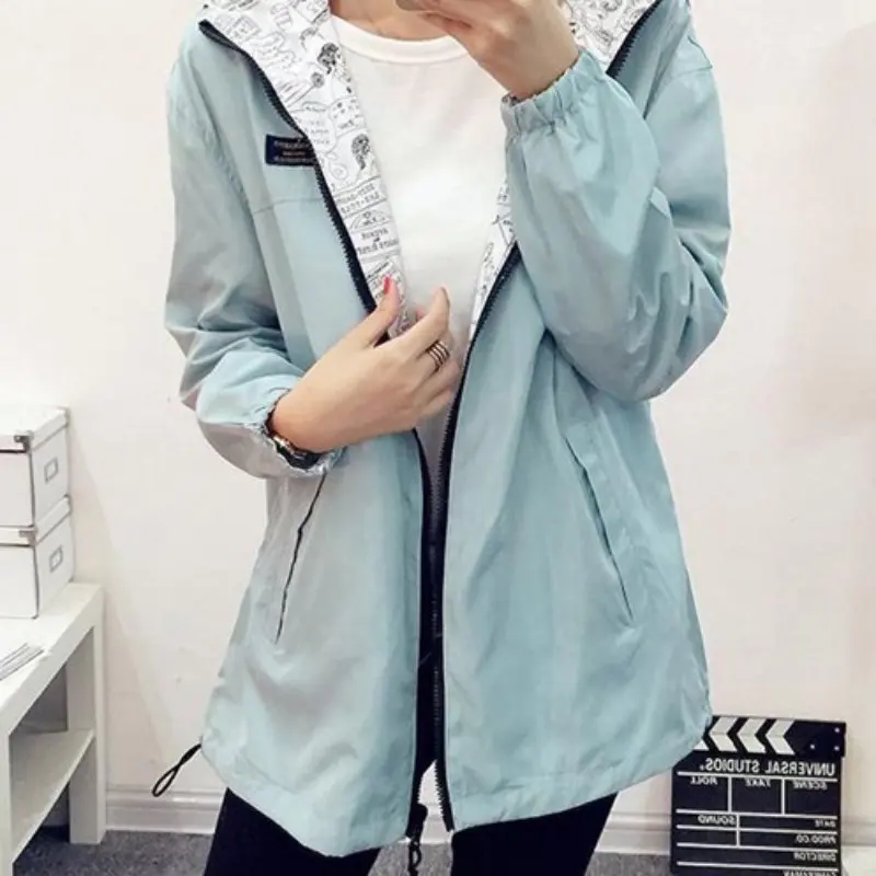 

Women Clothes Jacket Parka 2018 Fashion Popular Winter Coat Women Jacket Zipper Hooded Print Outwear Windbreaker Female