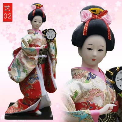 Мастер японской гейши кукла Япония предметы мебели и украшения дома подарок шелковое кимоно Красота женщины искусство ремесла - Цвет: Лиловый