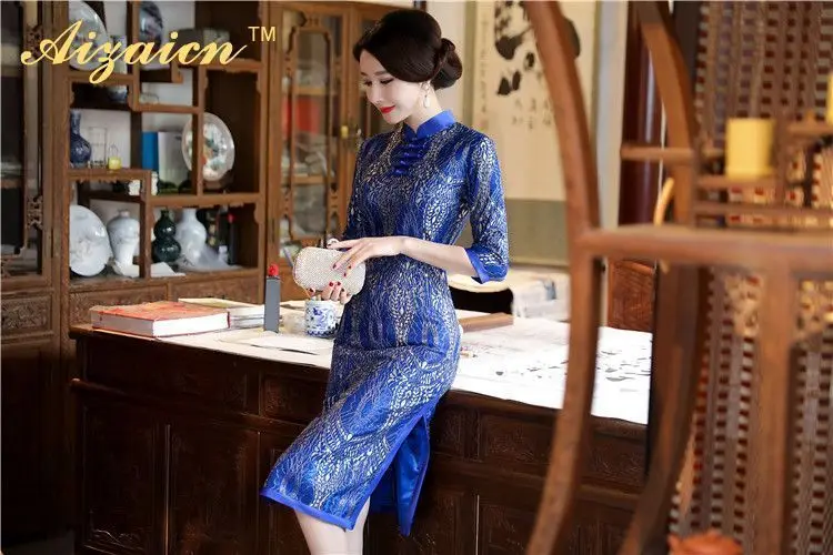 Красный мама Qipao современный китайский Винтаж Cheongsam Для женщин традиционное платье замуж Азиатский Стиль платья Ретро Халат Hanfu