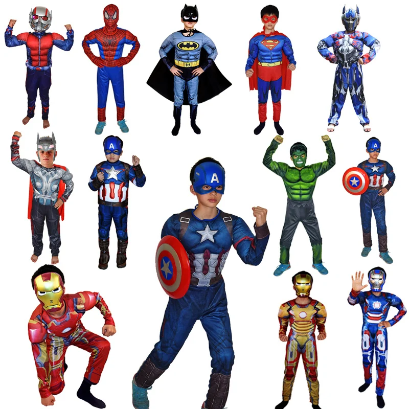 

New Superhero Avengers Endgame Clothes Jumpsuit Captain America Superman Batman Hulk Ironman Thor Muscle Cosplay Costumes Gift