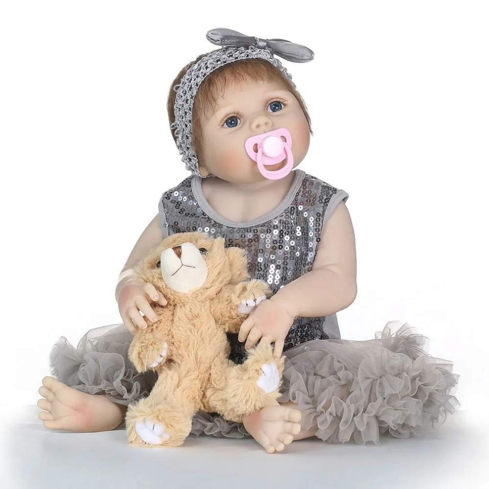 

21 inch Soft Silicone Vinyl Realistic Newborn Baby Doll Toys Toddler Reborn Baby Doll Non-toxic Lovely Children Play Toys