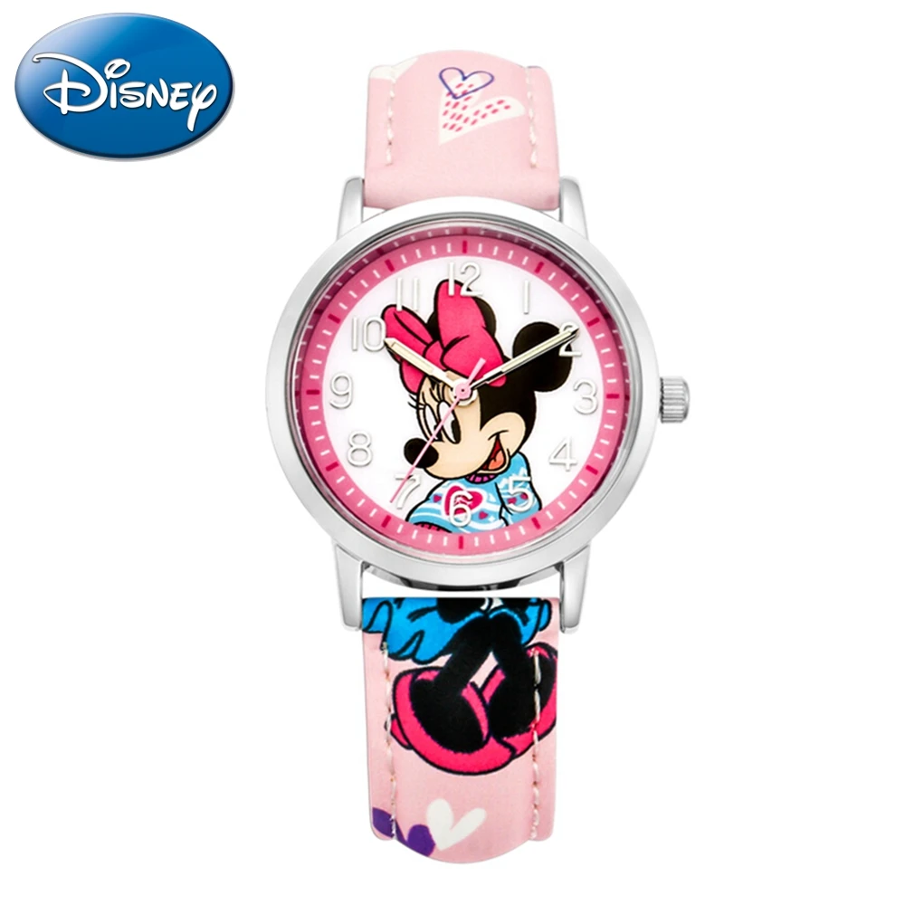 Original Disney 14003 Minnie Cutie Pretty Girl Sweet Dream Student Love Beautiful PU Band Watch Child Best Gift Good Quality NEW