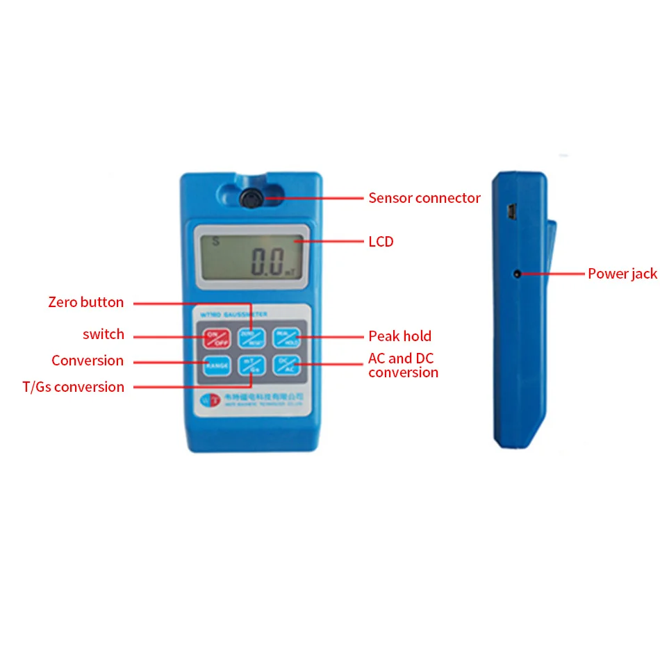 WT10D ручной интеллектуальный цифровой Гаусс метр Обнаружение остаточных магнитных свойств изделий после обработки