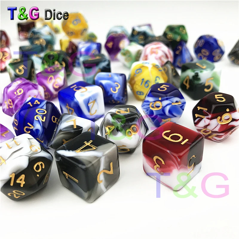 Прозрачные желтые и белые цветные кости D4-D20 для dnd для ролевых игр