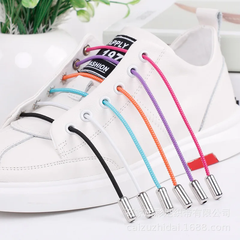 100 cm Colorful Elastics Shoe Laces Convenient Buckle Colorful Elastic No tie Silicone Shoelaces Lazy Shoe Laces for Sneaker