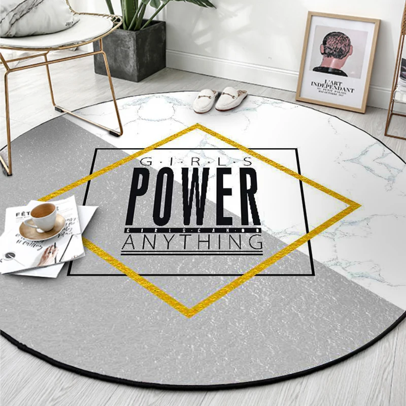 

Nordic modern round carpet white marble living room sofa coffee table bedroom bedside full rug tatami computer Chair mat Home