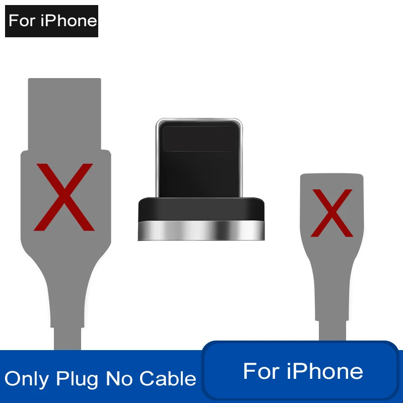 Светодиодный кабель зарядного устройства на магните 3 А для быстрой зарядки iPhone 6 S 6 S 5 5S 7 8 Plus X XR XS Max Galaxy S8 S9 S10 провод шнур Micro usb type C - Цвет: Just iOS Plug