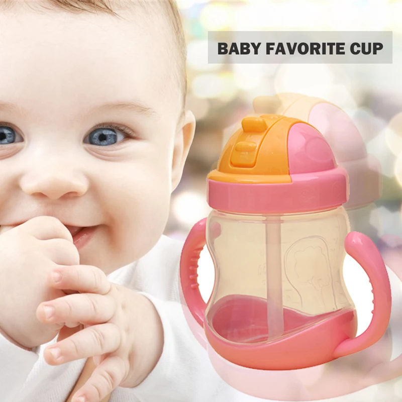 

Drop shipping CYSINCOS Handle Baby Trainer Cup Newborn Baby Milk Bottle Straw Type Cup Kids Children Baby Feeding Drinking