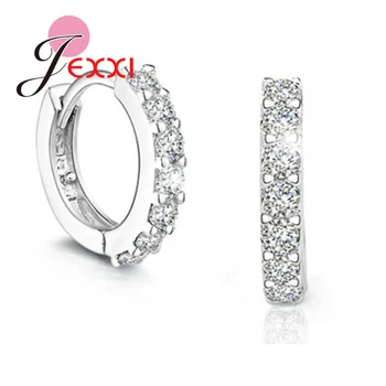 

Luxury Romantic Women Jewlerys 925 Sterling Silver Rhinestone Crystal Hoop Earrings Wholesale