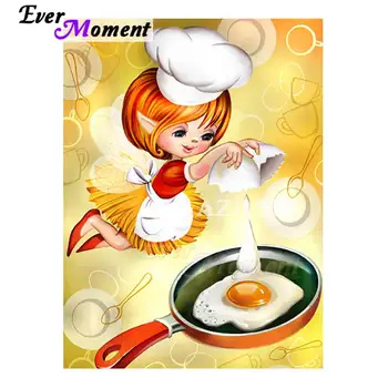

Ever Moment Diamond Painting Girl Cooking Handmade Full Square Drill Picture Of Rhinestone Diamond Embroidery 5D DIY 3F210