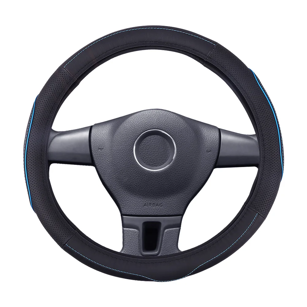 FLY5D Leather Car Steering Wheel Cover Universal 38CM Black Steering Wheel Cover Car-styling Sport Anti-Slip Auto Steering Cover FLY5D Leather Car Steering Wheel Cover Universal 38CM Black Steering Wheel Cover Car-styling Sport Anti-Slip Auto Steering Cover