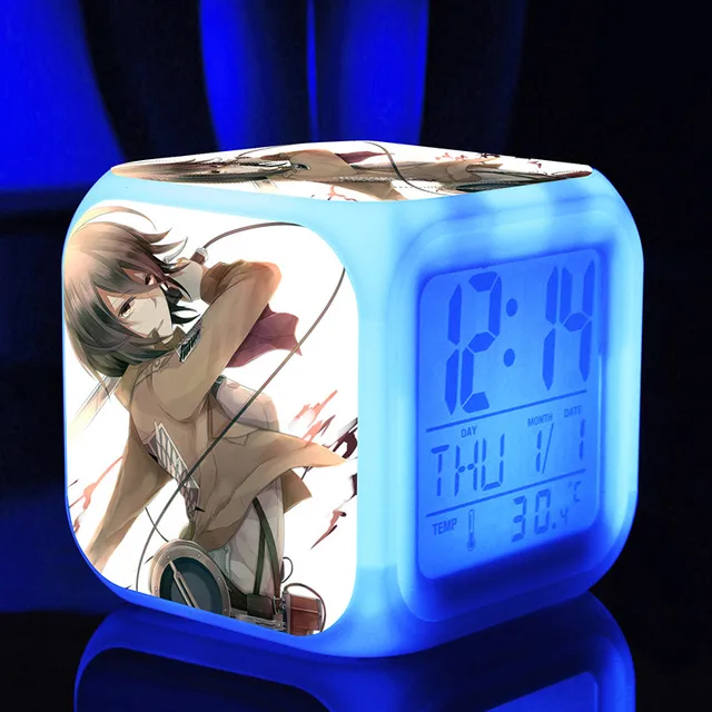 Manga Attack on Titan Alarm Clocks,Glowing LED Color Change Digital
