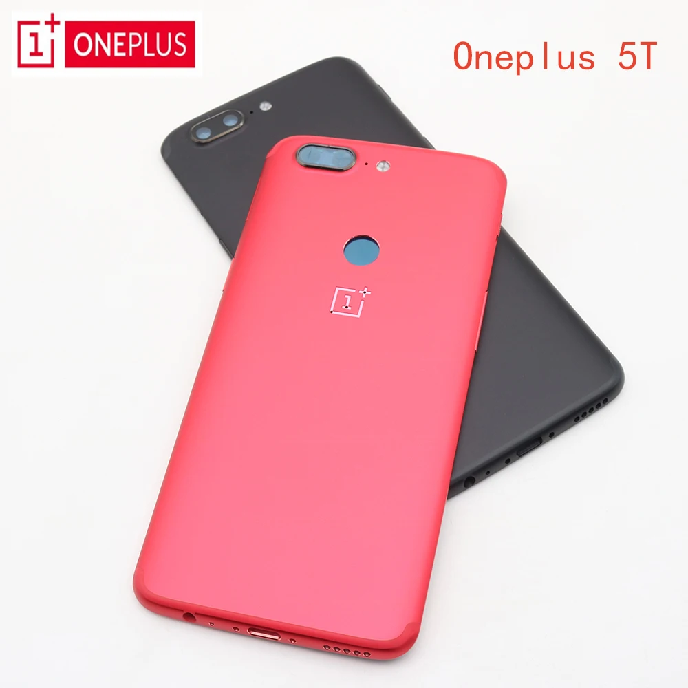 

Original ONEPLUS 5T Metal Rear Housing Cover,Replacement Back Door Battery Case Side Button/Lens Glass/Sim Card Slot ,Black/Red