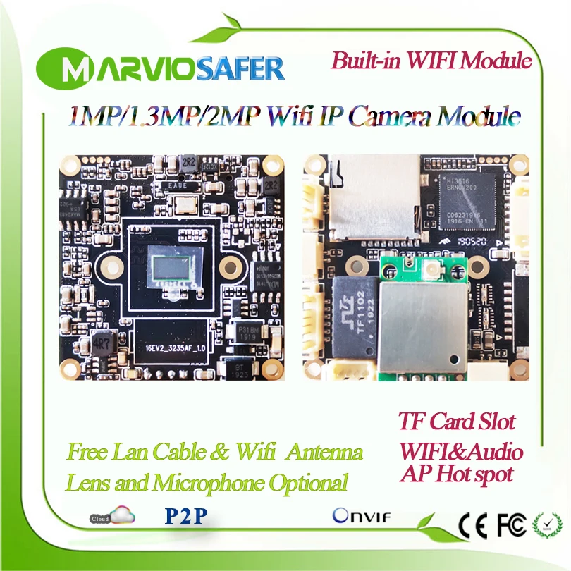  H.265 1080P 2MP HD Senza Fili di Sicurezza IP di Rete Macchina Fotografica Scheda del Modulo Wifi A