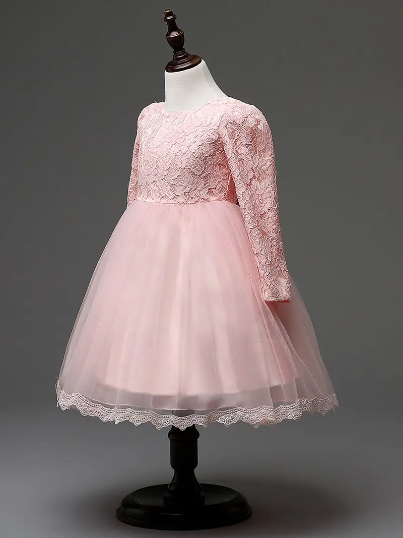 ; платья принцессы для девочек; детская одежда; кружевные праздничные платья с большим бантом и длинными рукавами для свадьбы, дня рождения; RC174V
