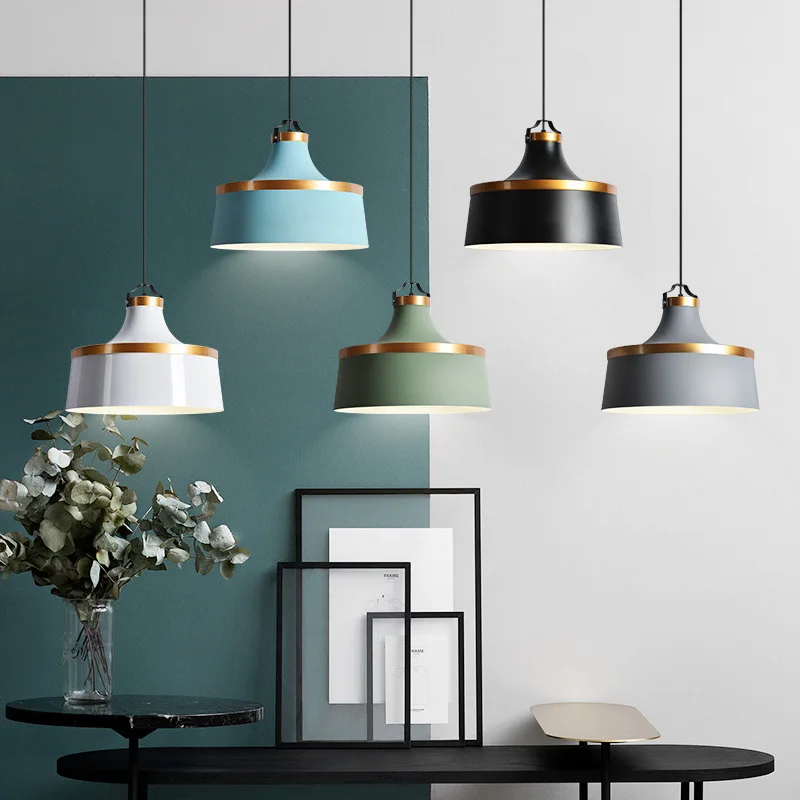 

Nordic Metal Colorful Dining Room Pendant Lamp Restaurant Kitchen Pendant Lights Bar Hanging Lamp E27 110-220V Cable Adjustable