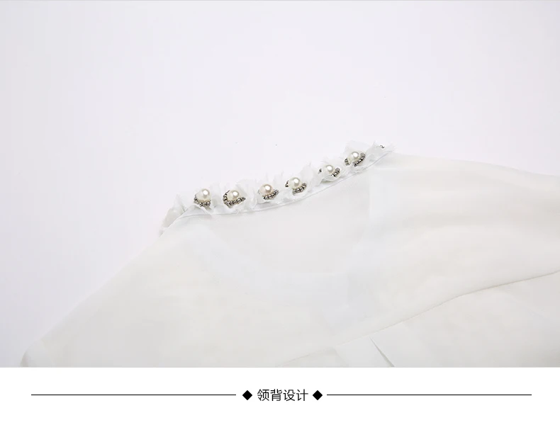 Высокое качество Blusa Роскошные бисероплетенные женские шифоновые блузки Подиумные оборки сексуальные офисные женские топы рубашки Camisas Белые Новые