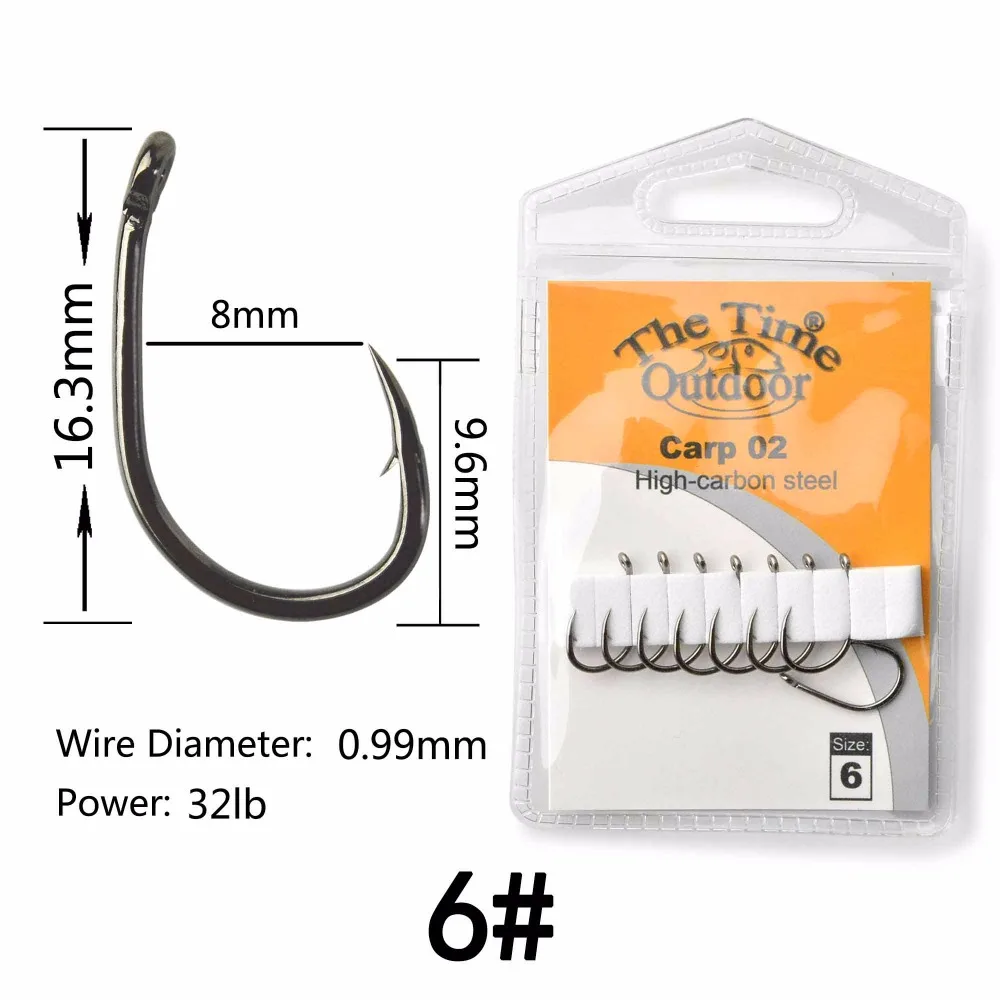 Premium Barbed Carbon Steel Fishing Hooks - High-Quality Carp Tackle (1 Pack)