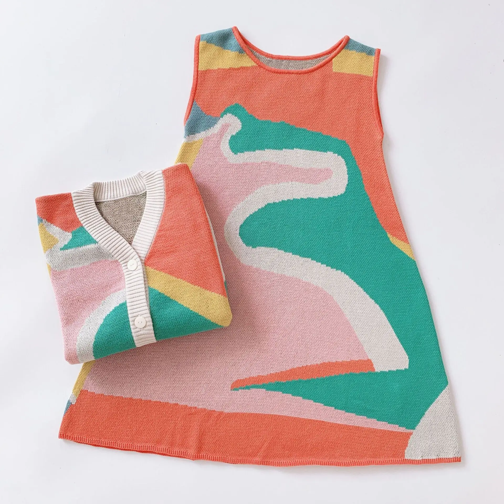 

1-10T girls cardigan +dresses 2 pcs clothing sets brand girls christmas dresses autumn vestidosfrete gratis roupa de bebe