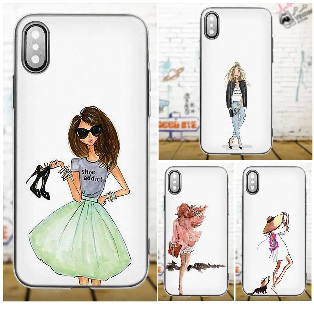 Oedmeb Shopping Girl мобильный телефон Bag для Apple iPhone X 4 4S 5 5C 5S SE 6 6S 7 8 Plus For LG G3 G4 G5 G6 K4 K7 K8 K10 V10