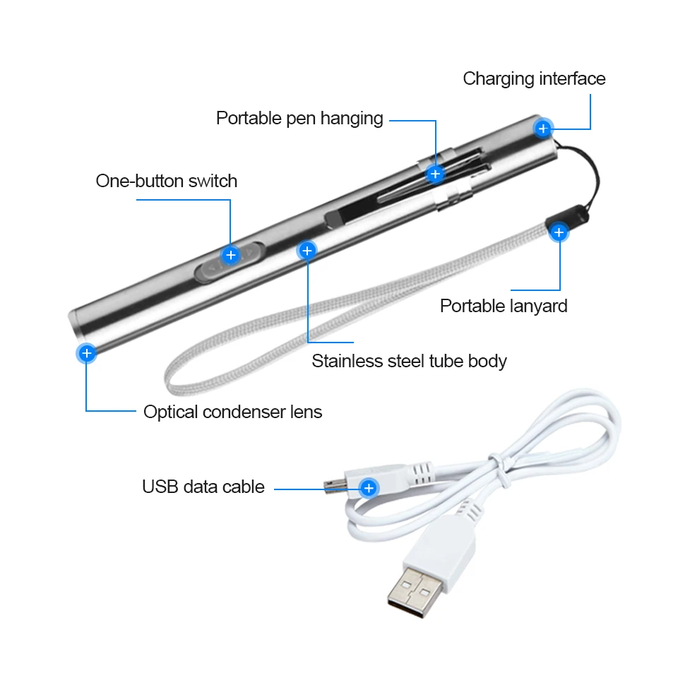 USB Перезаряжаемый светодиодный фонарик высокого качества Мощный мини светодиодный фонарь в форме Луны дизайнерский подвесной металлический зажим из нержавеющей стали