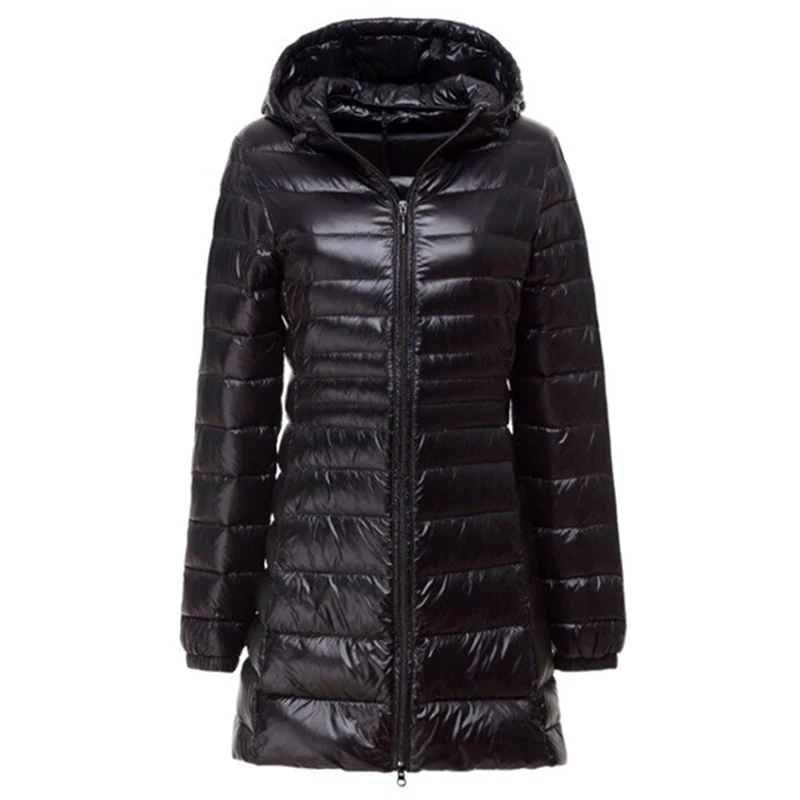 

New Winter Slim Down Coat Women Ultra Light White Duck Down Jackets Hoode Female Outwears ZG006