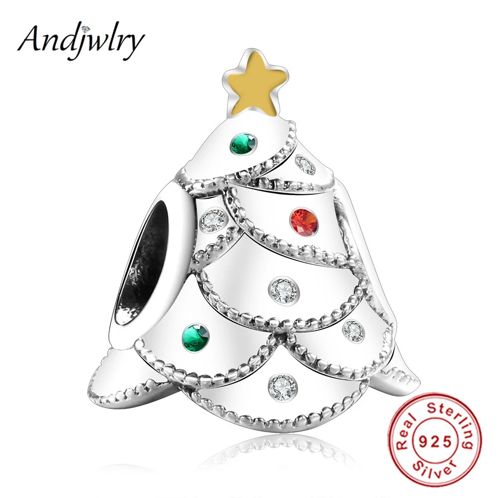 

2018 NEW 925 Sterling Silver Beads Fit Pandora Charm Bracelet Silver 925 Original Christmas Festival Tree Charms DIY Berloque