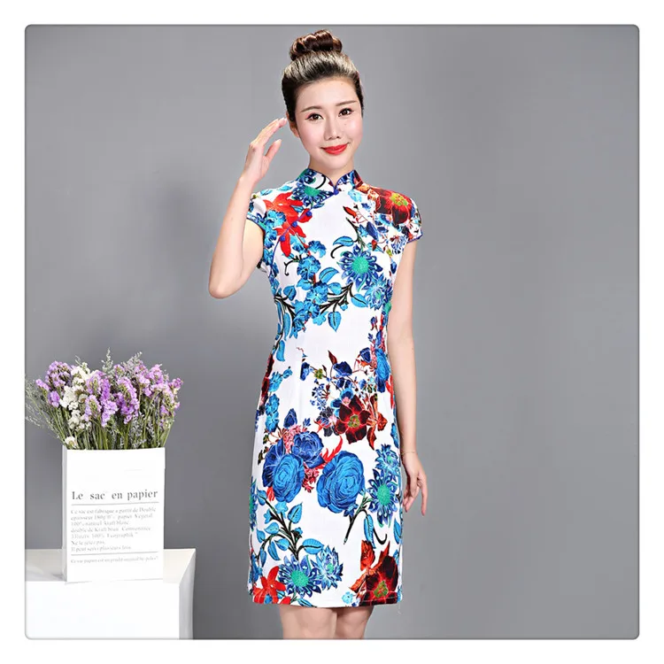 Sheng Coco женское китайское платье Ципао льняное стрейч Чонсам короткое эластичное элегантное платье в китайском стиле 5XL 4XL традиционное платье цвета C281